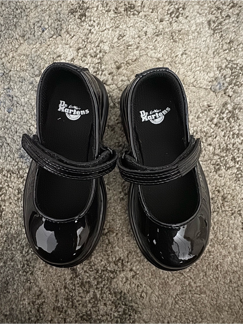 Dr. Martens Kids Black Patent Mary Jane Shoes with Strap